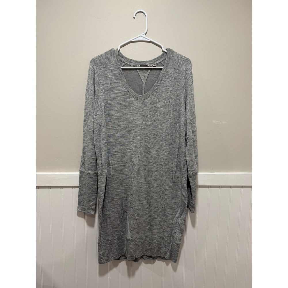 Athleta Nirvana V-neck Sweatshirt Dress Long Sleeve Gray Athlesiure Women Size M